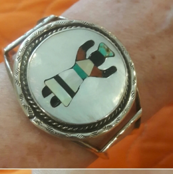 Vintage Sterling Navajo Kachina Man cuff - Picture 6 of 8